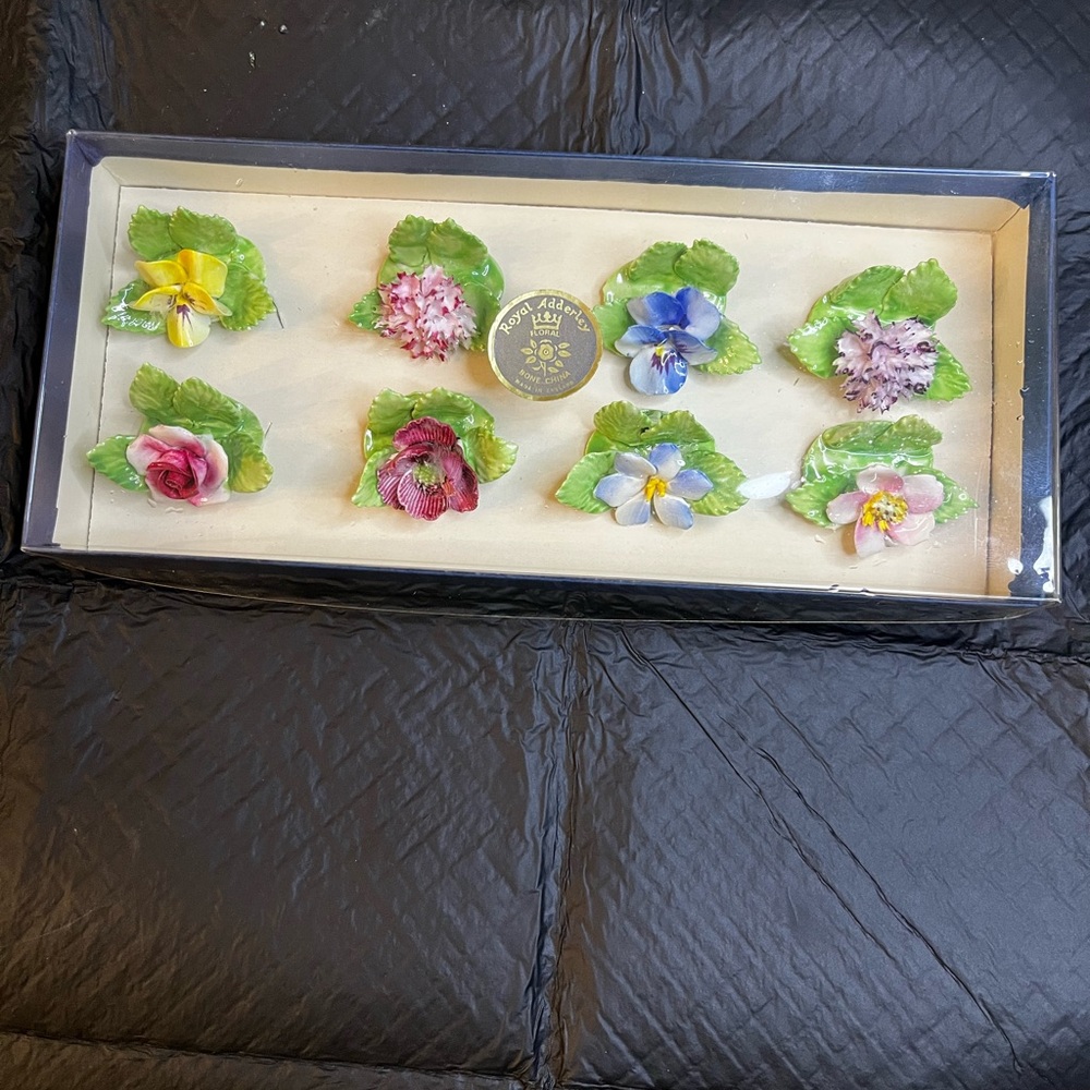 Floral Bone China Place-Name card holders